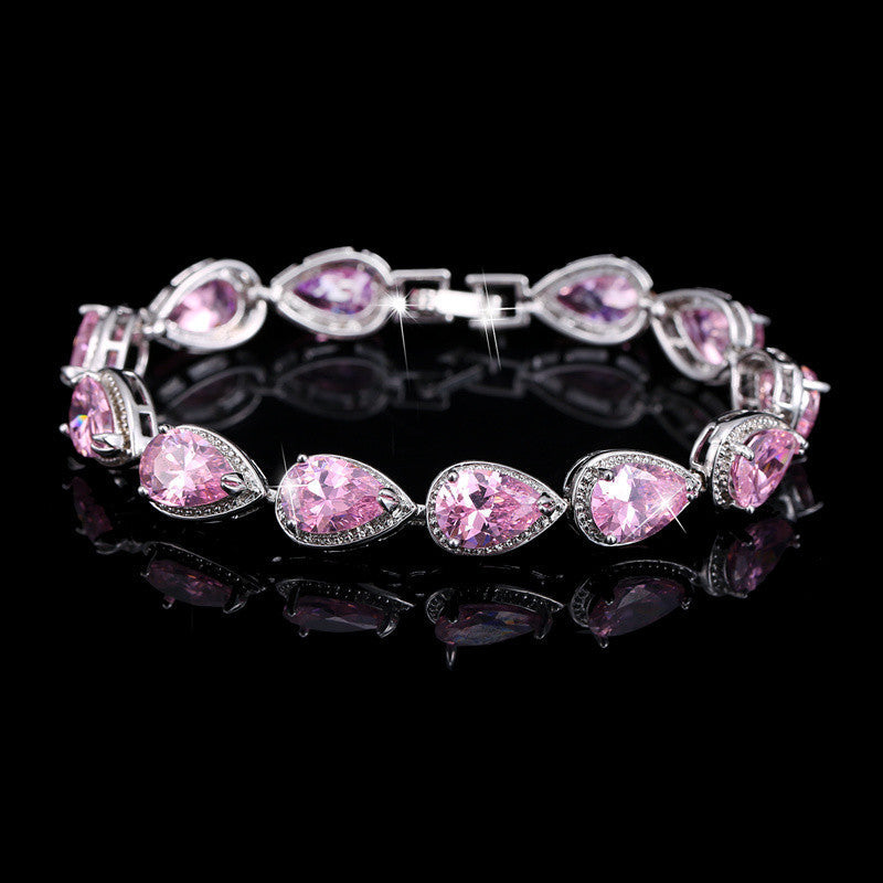 Girls' Jewelry Fashion Drop Shaped Platinum Plated Zircon Bracelet