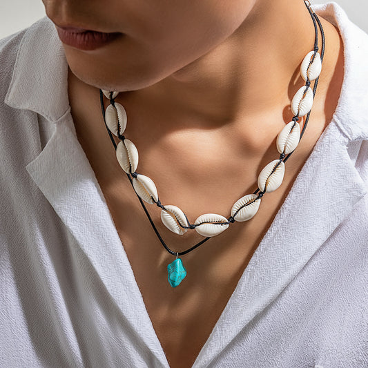 Shell Irregular Turquoise Necklace For Men