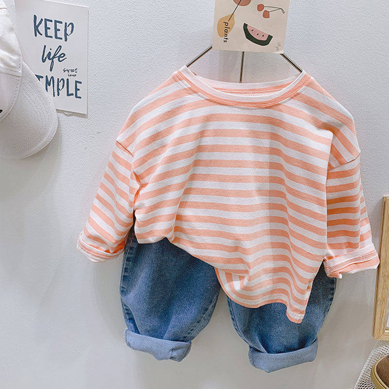 Temperament Striped Bottoming Shirt Tops For Girls