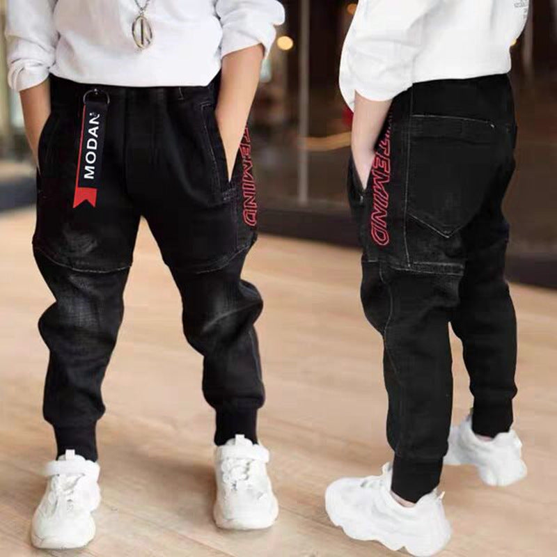 Kids Black Jeans Single Pants Spring And Autumn Pants