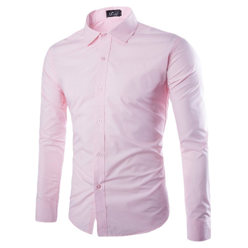 Candy Color Slim Fit Solid Color Casual Long Sleeves Shirt