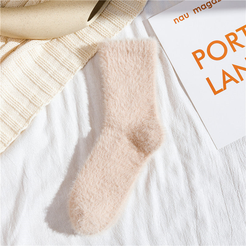 Mid-calf Warm Mink Fur Women's Socks