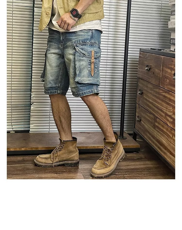 Men's Summer Thin Loose American Washed Denim Shorts