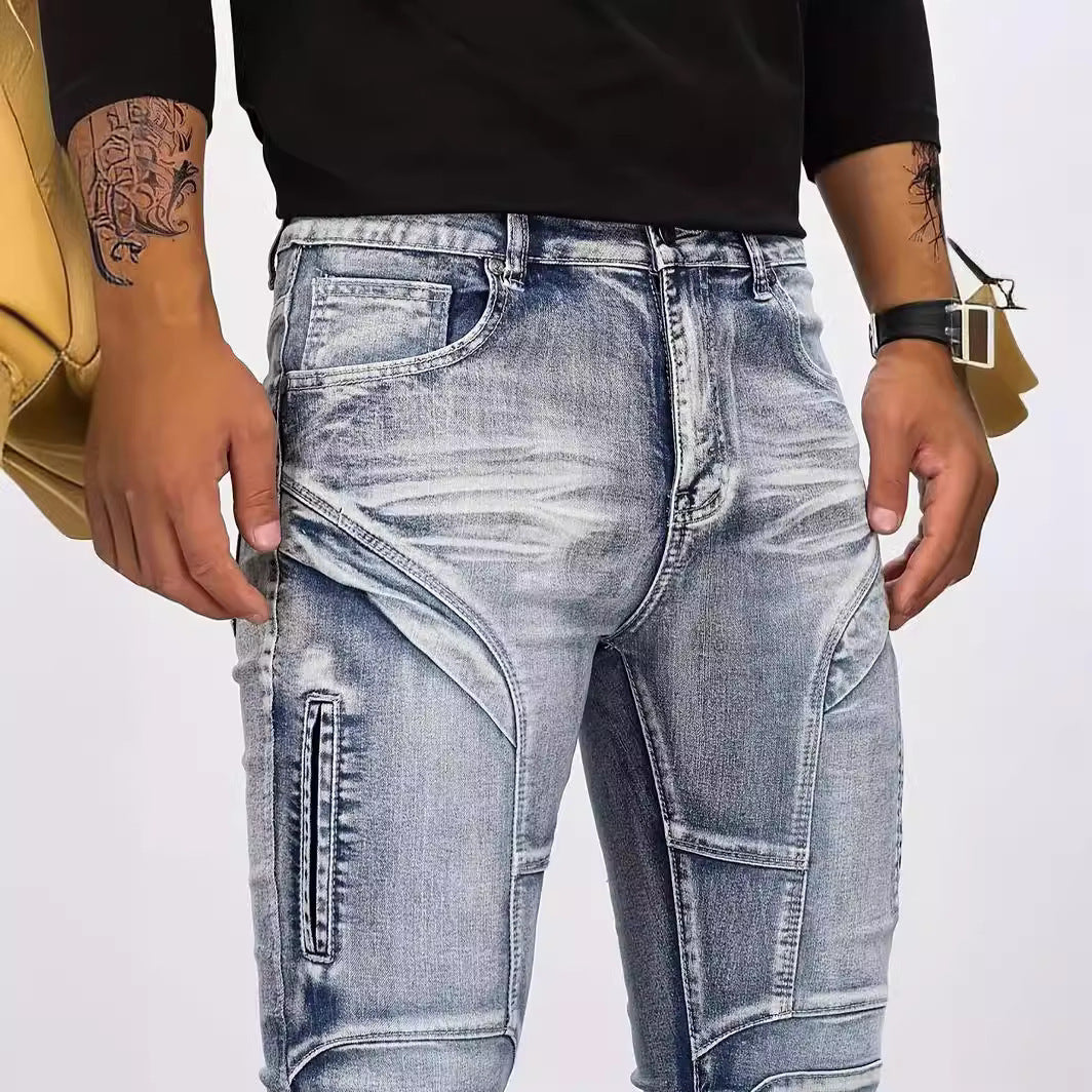 Retro Casual Stretch Motorcycle Jeans For Men