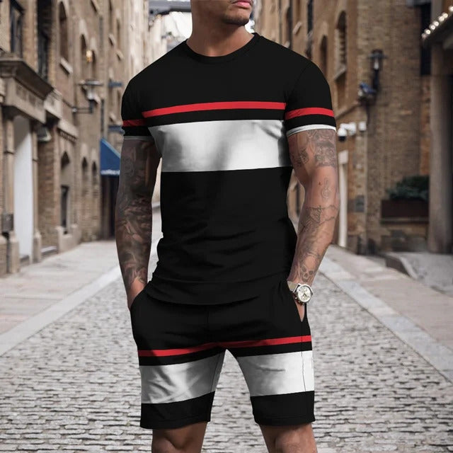 Short Sleeve Round Casual Multicolor Sportswear Men Suit