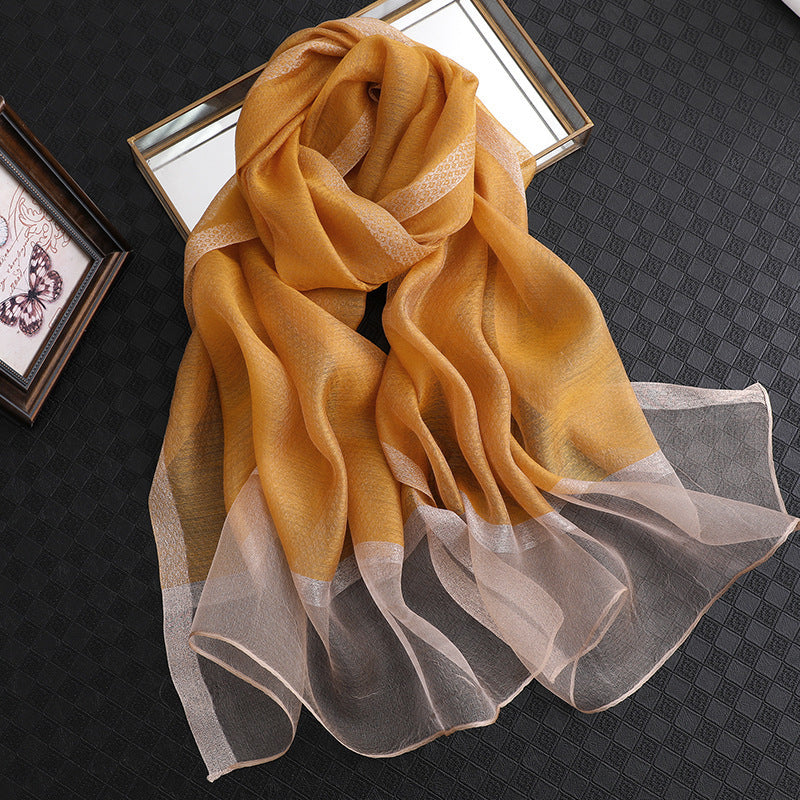 Summer Women's Solid Color Thin Fashion All-match Plaid Scarf