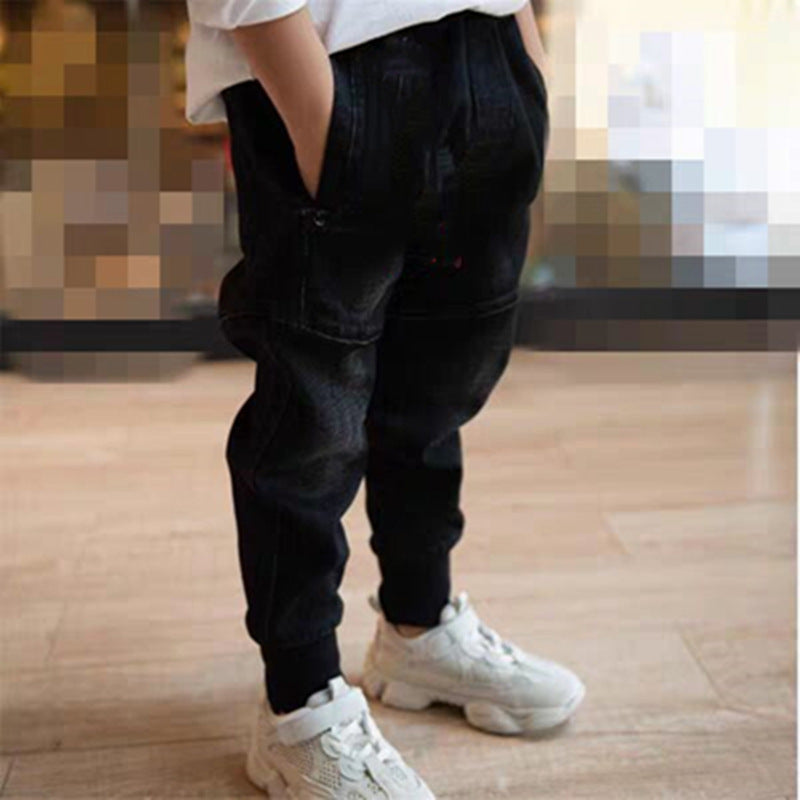 Kids Black Jeans Single Pants Spring And Autumn Pants