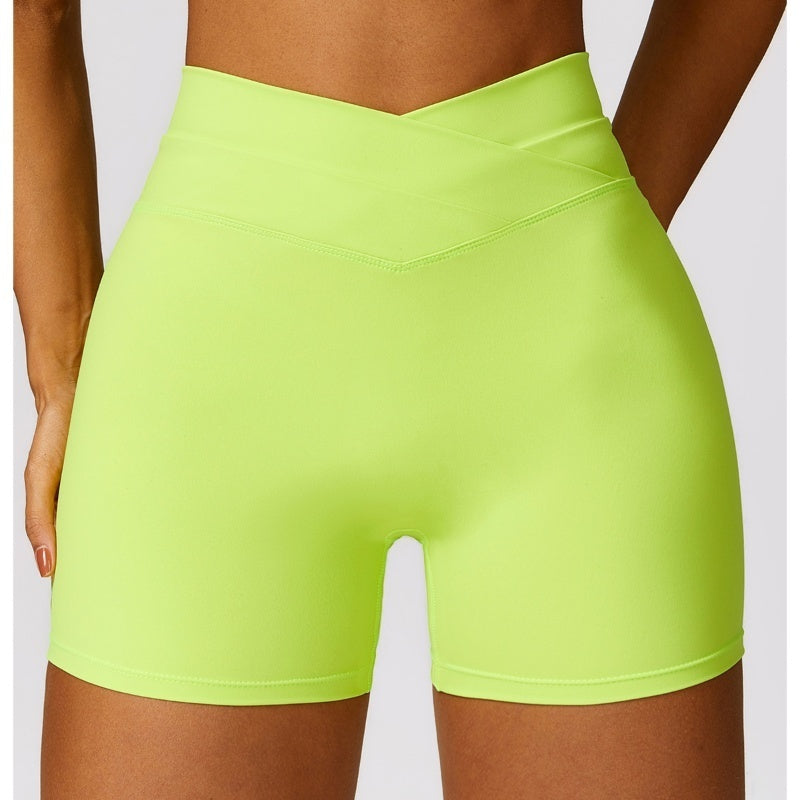 Skinny Hip Raise Yoga Shorts Brushed Cross High-waisted