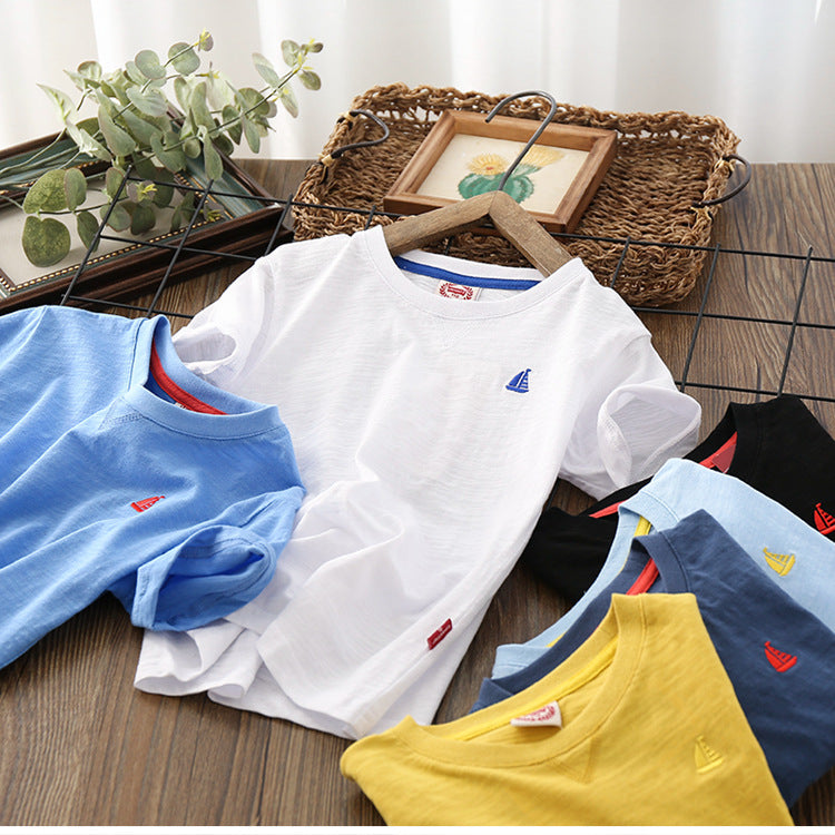 Fashion Simple Boy Half Sleeve Thin T-shirt