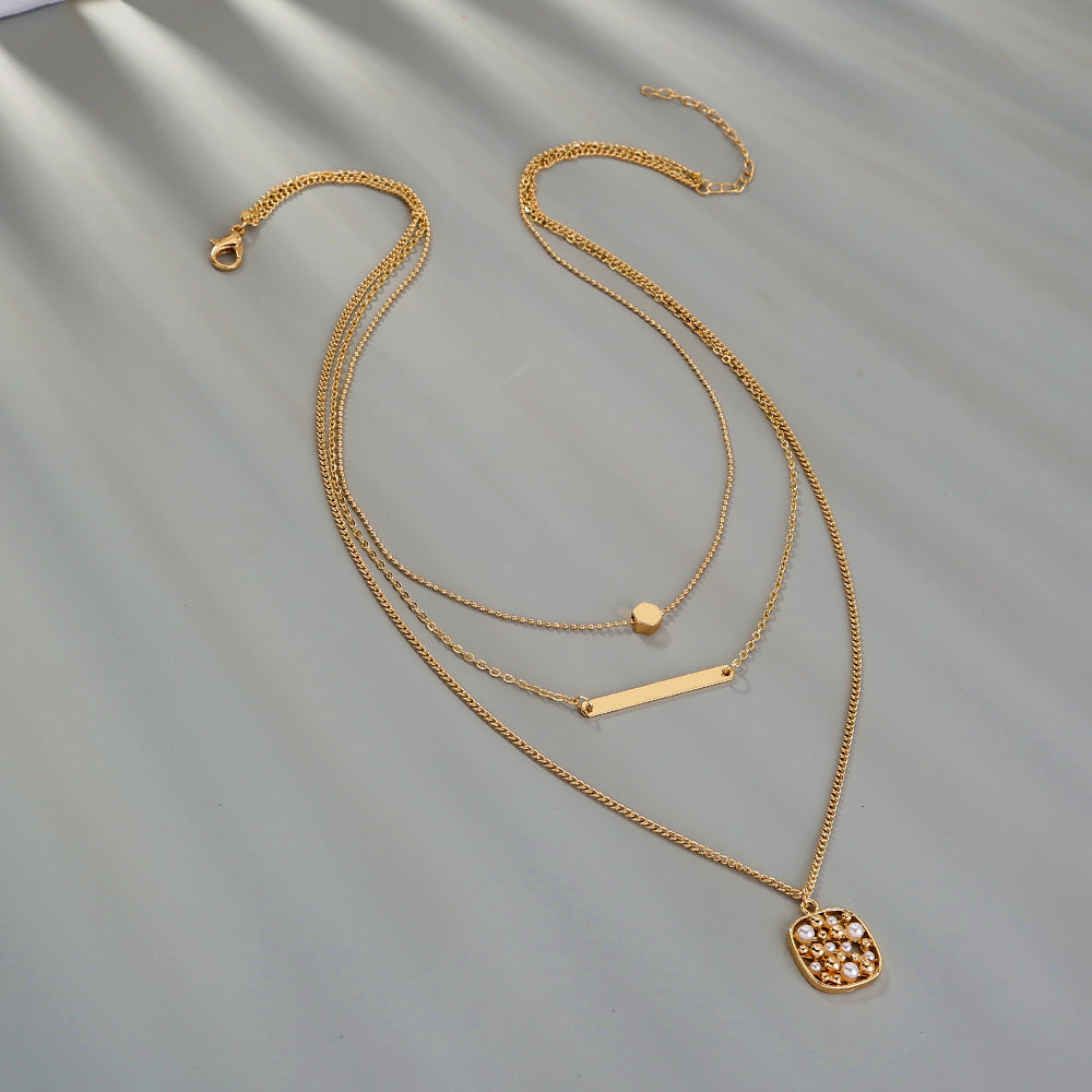 Fashion multi-layer gold necklace