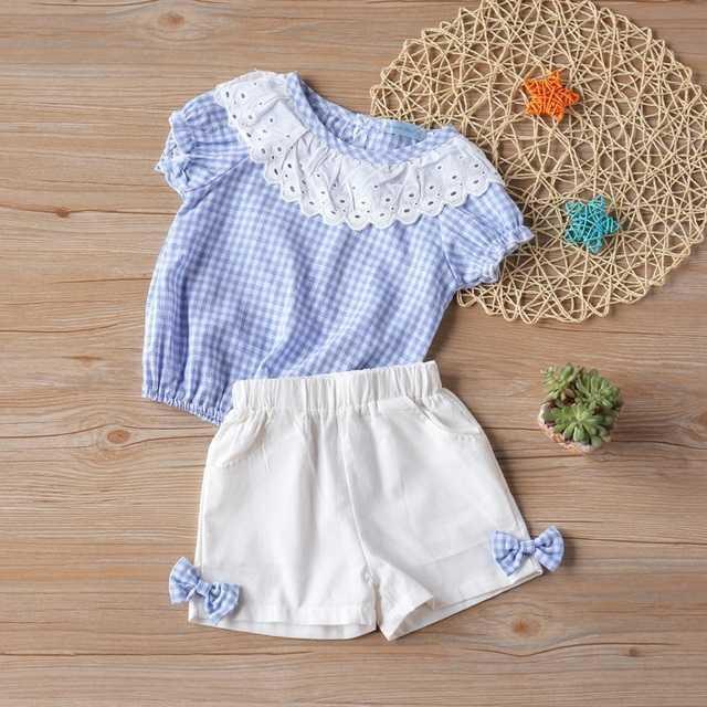 Summer Children Clothes Big Bow T-Shirt Shorts Clothing Set