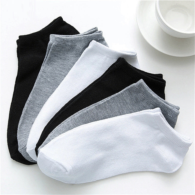 Solid Color Men's Black And White Grey Ship Socks