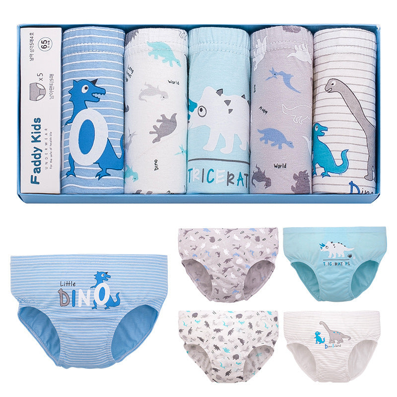 New Children's Underwear Boys' Cotton Triangle Five Boxed Underwear Cartoon