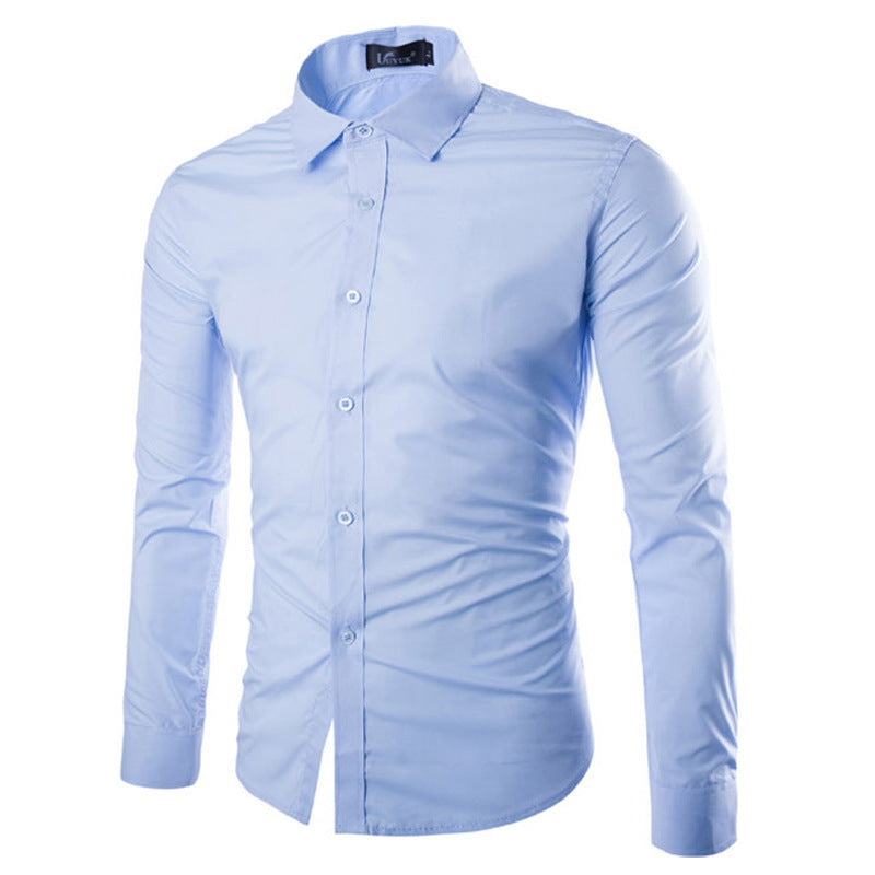 Candy Color Slim Fit Solid Color Casual Long Sleeves Shirt