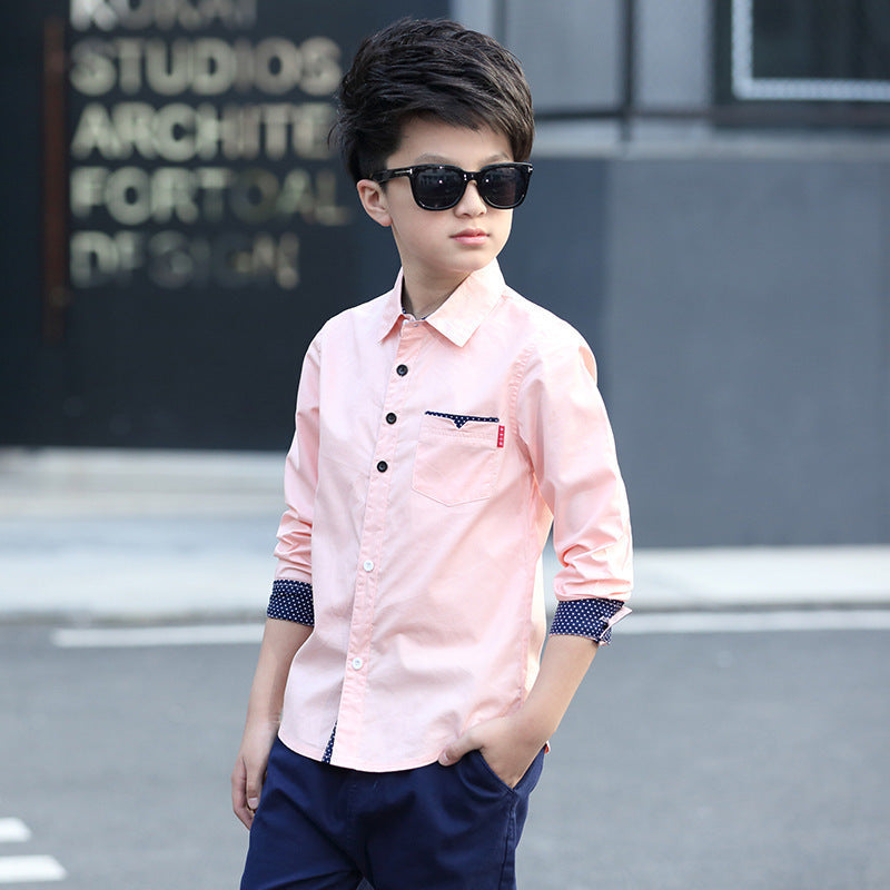 Student Spring And Autumn Trendy Fan Lapel Polka Dot Shirt