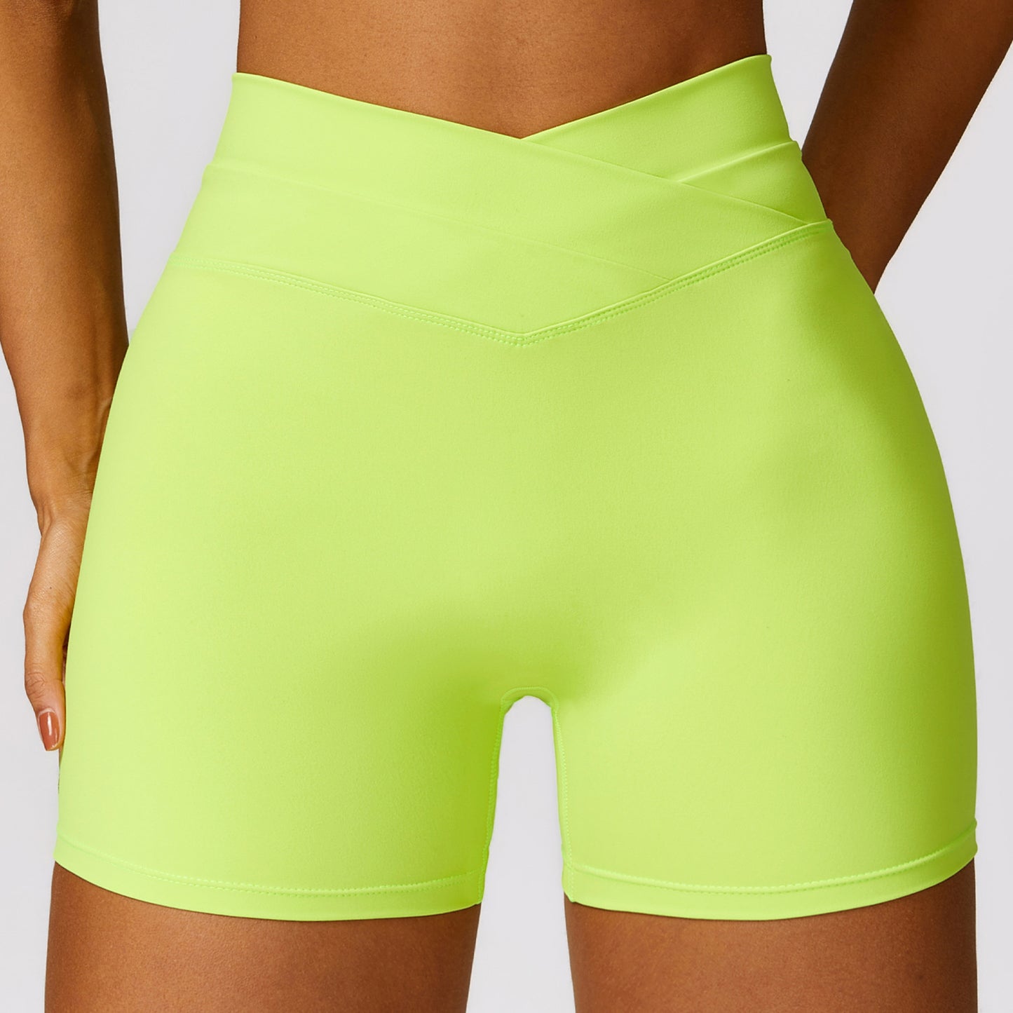 Skinny Hip Raise Yoga Shorts Brushed Cross High-waisted